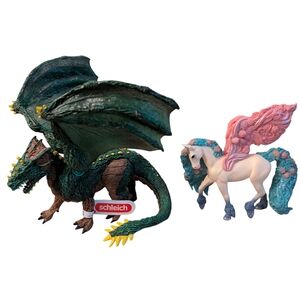 RARE Schleich Bundle: NWT Jungle Dragon 70791 & Bayala Flower Pegasus